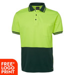 Mens Hi Vis Short Sleeve Cotton Back Polo