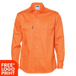 Mens Cotton Drill Work Long Sleeve Shirt