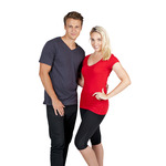 Unisex Raw Cotton Wave V Neck Tee